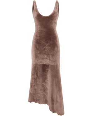 Gabriela Hearst Lyth Scoop-Neck Shearling Midi Dress - Brown