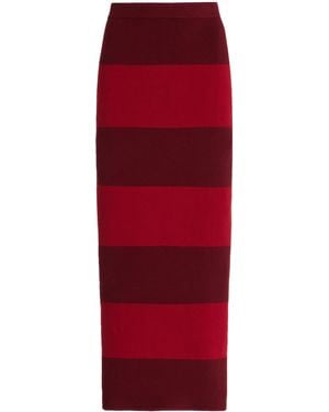 Posse Exclusive Theo Striped Knit Maxi Skirt - Red