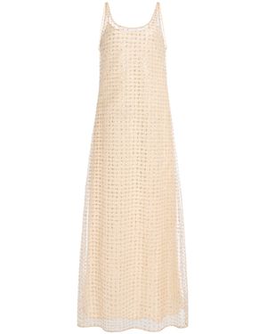STAUD Aurielle Beaded Tulle Maxi Dress - Natural