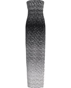 Christopher John Rogers Wiggle-Dot Knit Maxi Column Dress - White