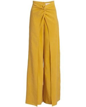 Silvia Tcherassi Canturipe Twisted Crepe Wide-Leg Trousers - Yellow