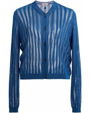 Versace Knitted Mesh Ribbed Sweater - Blue