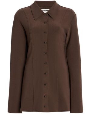 Birrot Lay2 Fitted Button-down Crepe Top - Brown