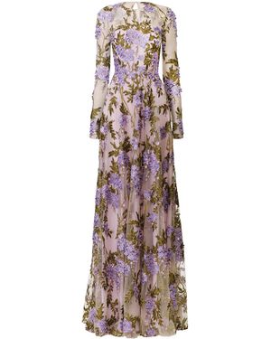 Naeem Khan Floral Lace Gown - Natural