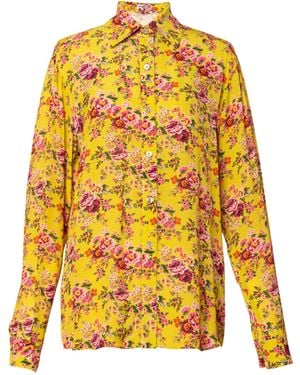 Lena Hoschek Palazzo Satin Button-Up Top - Yellow