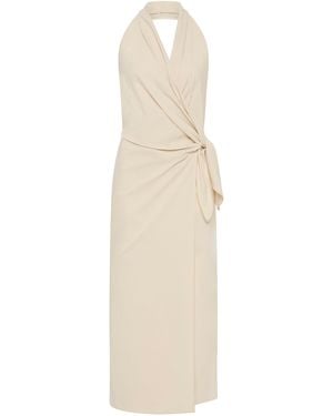 St. Agni Halter Wrap Backless Dress - White