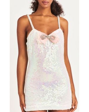 LoveShackFancy Kumi Sequin Mini Dress - White