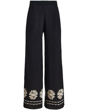 Cala De La Cruz Toya Printed Crepe Wide-Leg Trousers - Black