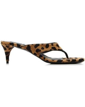 Alaïa Infradito Leopard-Print Pony Hair Thong Sandals - Brown