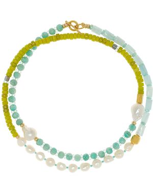 Lizzie Fortunato Cabana-Plated-Stone Necklace - Yellow