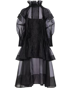 Aje. Mirella Ruffled Trench Coat - Black