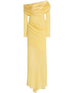 Christopher Esber Exclusive Draped Off-The-Shoulder Silk Maxi Dress - Yellow
