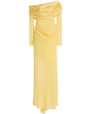 Christopher Esber Exclusive Draped Off-The-Shoulder Silk Maxi Dress - Yellow