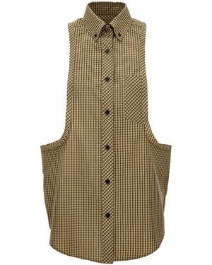 Versace Micro-Check Cotton-Poplin Top - Natural