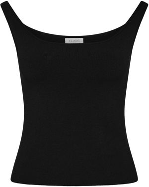 St. Agni Off Shoulder Knit Cotton Top - Black