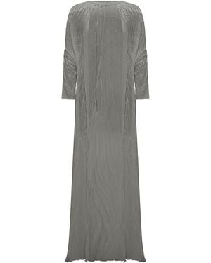 Marmar Halim Pleated Chiffon Evening Gown - Grey