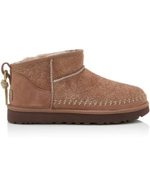 UGG Classic Ultra Mini Biarritz Sheepskin Boots - Brown