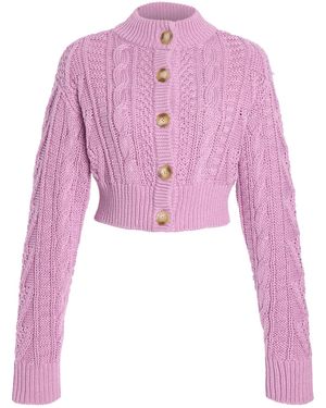 Emilia Wickstead Aleph Cotton Knitted Cardigan - Pink