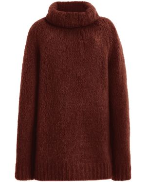 Moncler Alpaca-Blend Turtleneck Top - Red