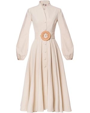 Lena Hoschek Eleanor Belted Cotton Midi Coat Dress - Natural