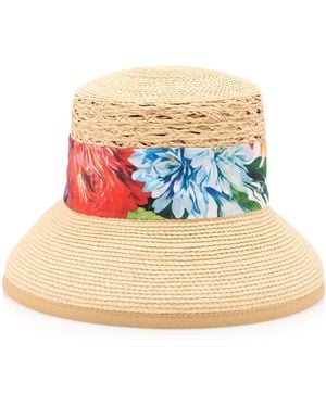 Dolce & Gabbana Scarf-Detailed Raffia Bucket Hat - White