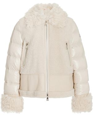 Moncler Gaillands Shearling-trimmed Leather Down Jacket - Natural