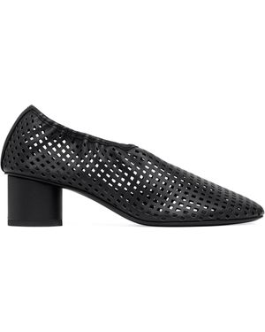 St. Agni Perforated Leather Ballet Court Shoes - Black