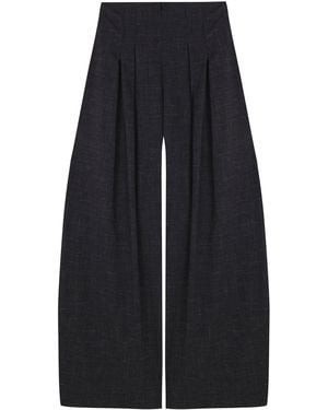 Cortana Tiempo Wool-Silk Wide Leg Pants - Blue