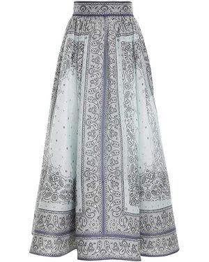 Zimmermann Matchmaker Gathered Linen-silk Midi Skirt - Gray