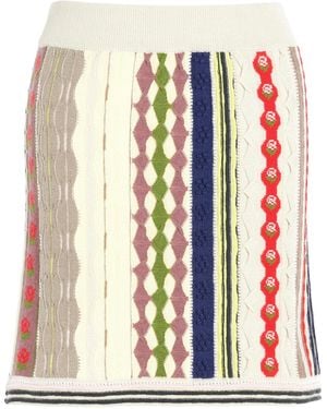 Barrie Striped Cashmere Mini Skirt - White