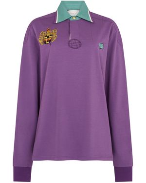 Conner Ives Embroidered Crest Cotton Rugby Shirt - Purple