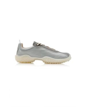 Miu Miu Bubble Nylon And Suede Trainers - Metallic