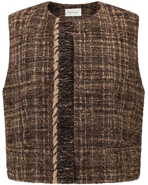 Into The East Plaid Tweed Handcrafted Edge Cotton Vest - Brown