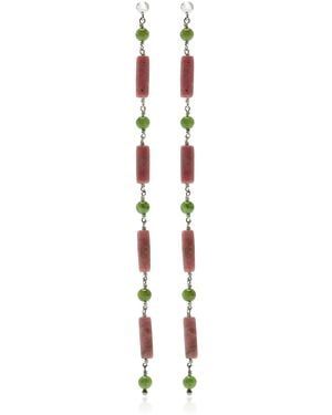 Le Sundial Exclusive La Isla Jackie Jade And Rhodonite Earrings - White