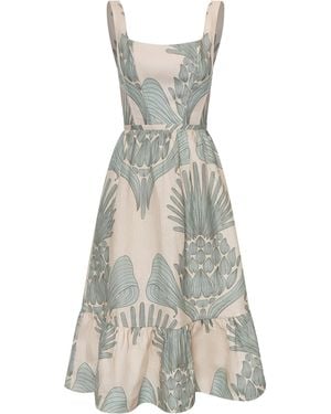 ANDRES OTALORA En Tus Ojos Printed Linen Midi Dress - Multicolour