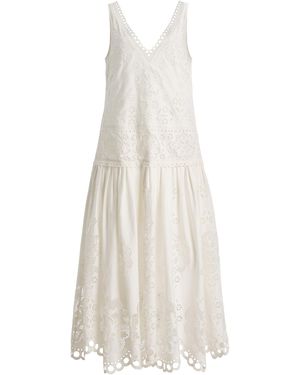 Sea Gardener Embroidered Cotton Maxi Dress - White