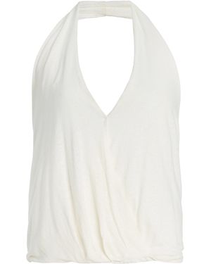 Deiji Studios Linen-Blend Jersey Wrap Halter Top - White