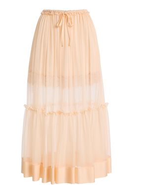 Ulla Johnson Delphina Lace-Trimmed Silk Midi Skirt - Natural