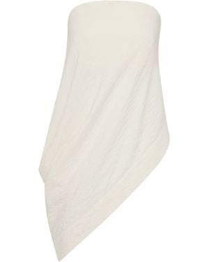 St. Agni Draped Silk-Blend Top - White