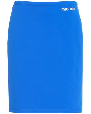 Miu Miu Stretch-nylon Midi Skirt - Blue