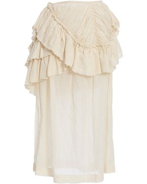 Dries Van Noten Shelby Ruffled Mousseline-Ramie Mini Skirt - Natural