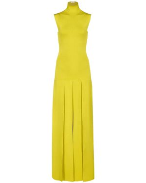 Alaïa Pleated Knit Maxi Dress - Yellow