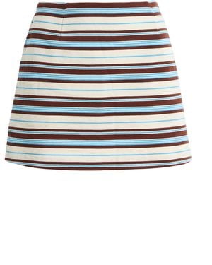 Posse Nadine Striped Cotton Mini Skirt - White