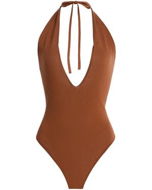 La Veste Exclusive La Isla Knit Cotton Polo Bodysuit - Brown