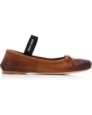 Miu Miu Leather Ballet Flats - White
