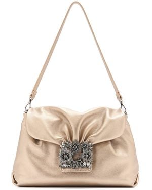 Roger Vivier Efflorescence Laminated Leather Evening Bag - Natural