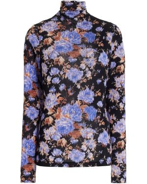 Ulla Johnson Aurelia Printed Turtleneck Top - Blue