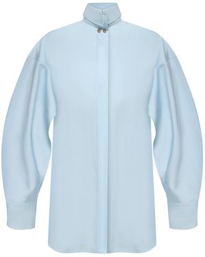 DI STAVNITSER Milena Cotton-Blend Shirt - Blue