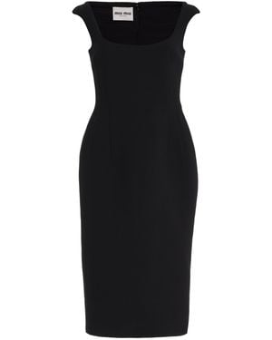 Miu Miu Sculpted Cashmere Midi Dress - Black