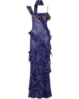 Siedres Monica Ruffled Chiffon Maxi Dress - Blue